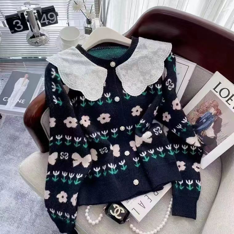 🌻 áo croptop tay dài  cardigan Áo Khoác Cardigan Dệt Kim Cổ Búp Bê Phong Cách Thời Trang Xuân Thu 2022 Mới