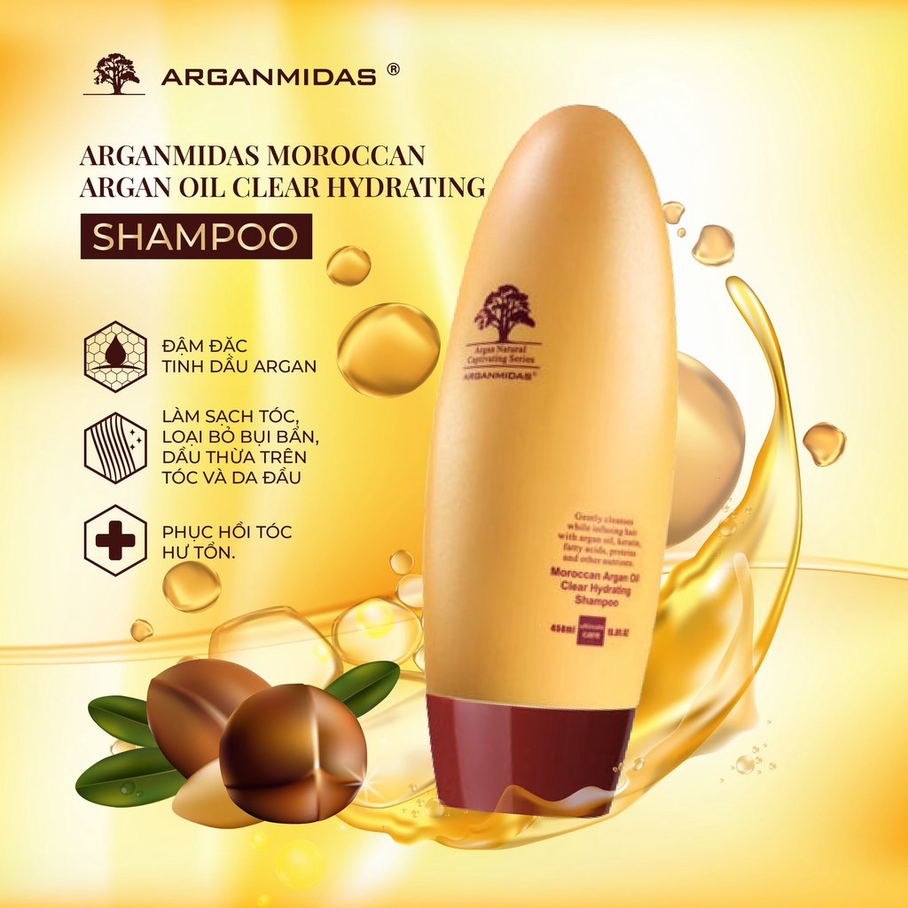 Combo gội xả Phục hồi tóc hư tổn Arganmidas Moroccan Argan (450ml/chai) và Kem ủ tóc phục hồi hư tổn Arganmidas (300ml)