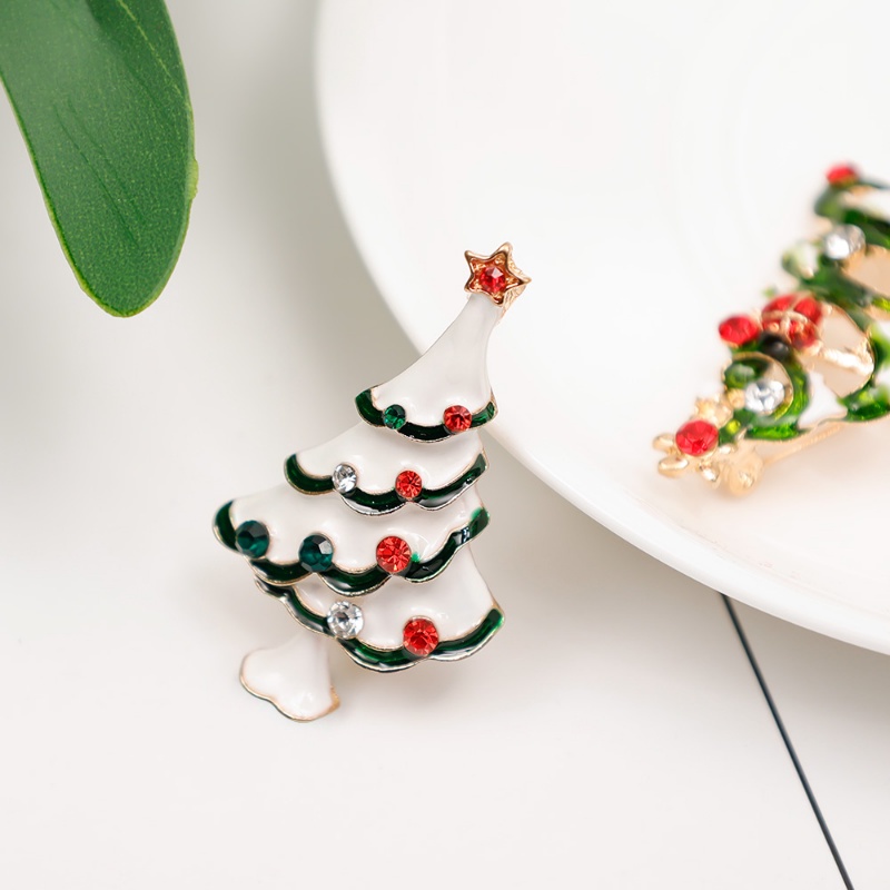 Ghim Cài Áo Hợp Kim Hình Cây Thông Đính Đá Nhân Tạo Phong Cách Giáng Sinh / Năm Mới