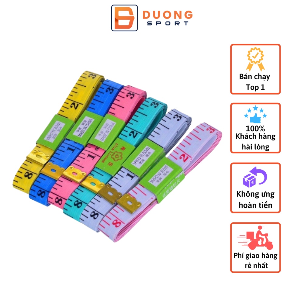 Thước Dây Mềm Đầu Thép Đo Vòng Bụng Eo 3 Vòng Kiểm Tra Sức Khỏe 1.5 Mét - Đo Quần Áo