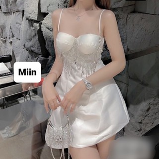 Váy 2 dây tapta cúp ngực đính dây đá