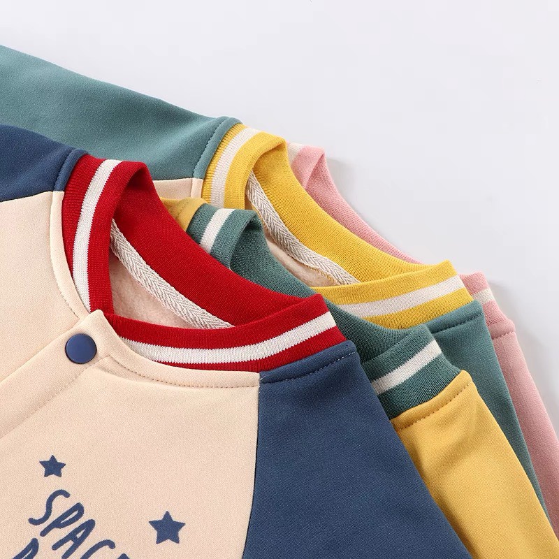 Áo Khoác Cho Bé Lót Nỉ Từ 12 Tháng Đến 6 Tuổi In Hình Hoạt Hình Dễ Thương Ấm Áp