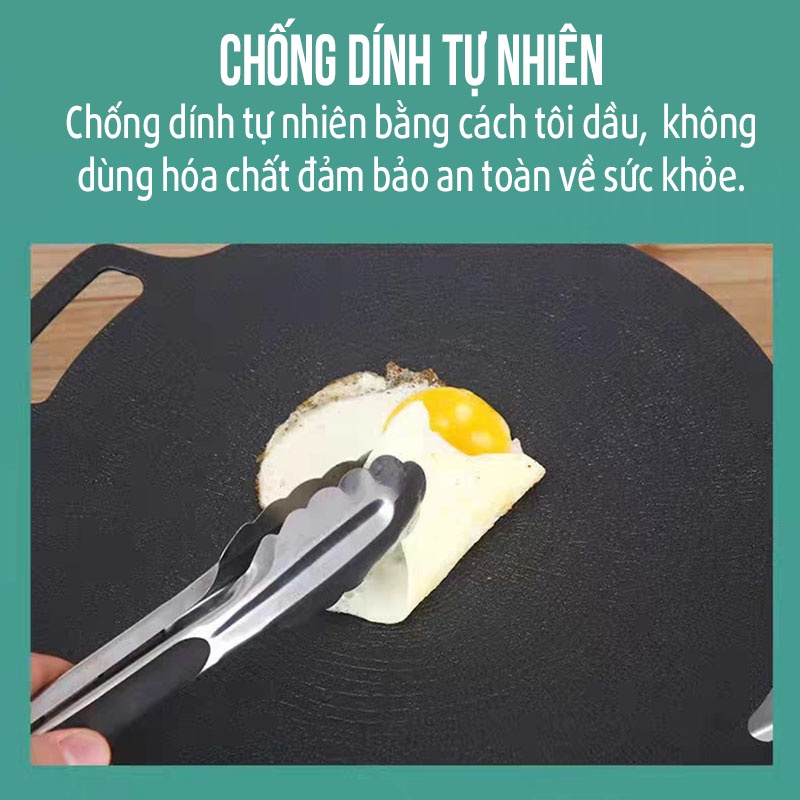 Chảo Nướng Vân Đá Siêu Chống Dính Kiểu Hàn Quốc Size 34cm, Chảo Chiên, Xào, Rán, Nướng BBQ - Tuấn Tú Office Store