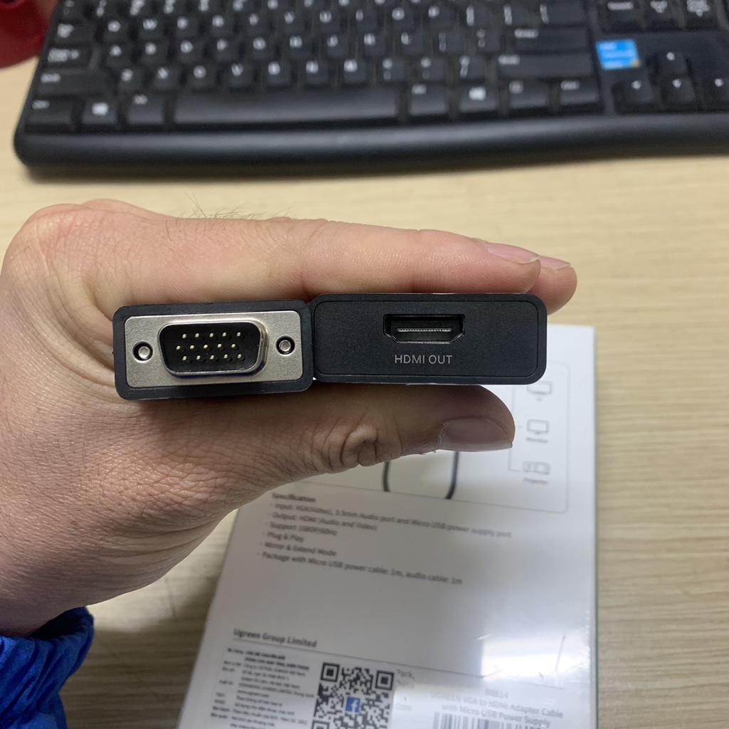 Dây cáp chuyển đổi VGA sang HDMI tích hợp Audio Ugreen 60814