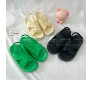 Sandal PongShoes nhựa đi mưa phong cách Hàn Quốc màu Đen, Be, Xanh - Mã 1481