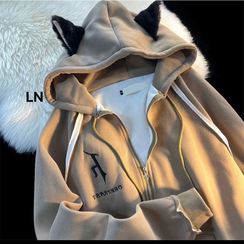Áo khoác nỉ tai mèo logo Oee mũ 2 lớp DA6 | BigBuy360 - bigbuy360.vn