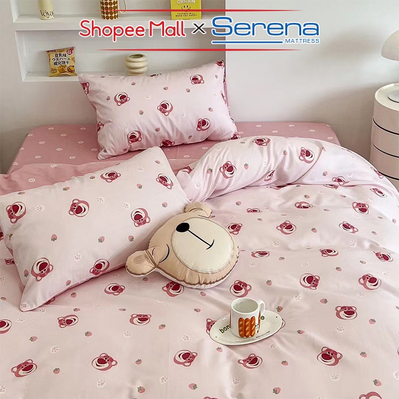 Ga Trải Nệm Chần Bông 5 Món Cotton Living SERENA Cao Cấp Ra Nệm Đệm Trải Phủ Bọc Giường Chăn Grap Drap Vỏ Gối Chính Hãng