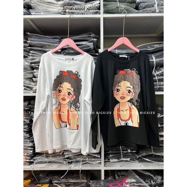 Áo thun cô gái tay dài bigsize - MÚP BIGSIZE 60-100KG