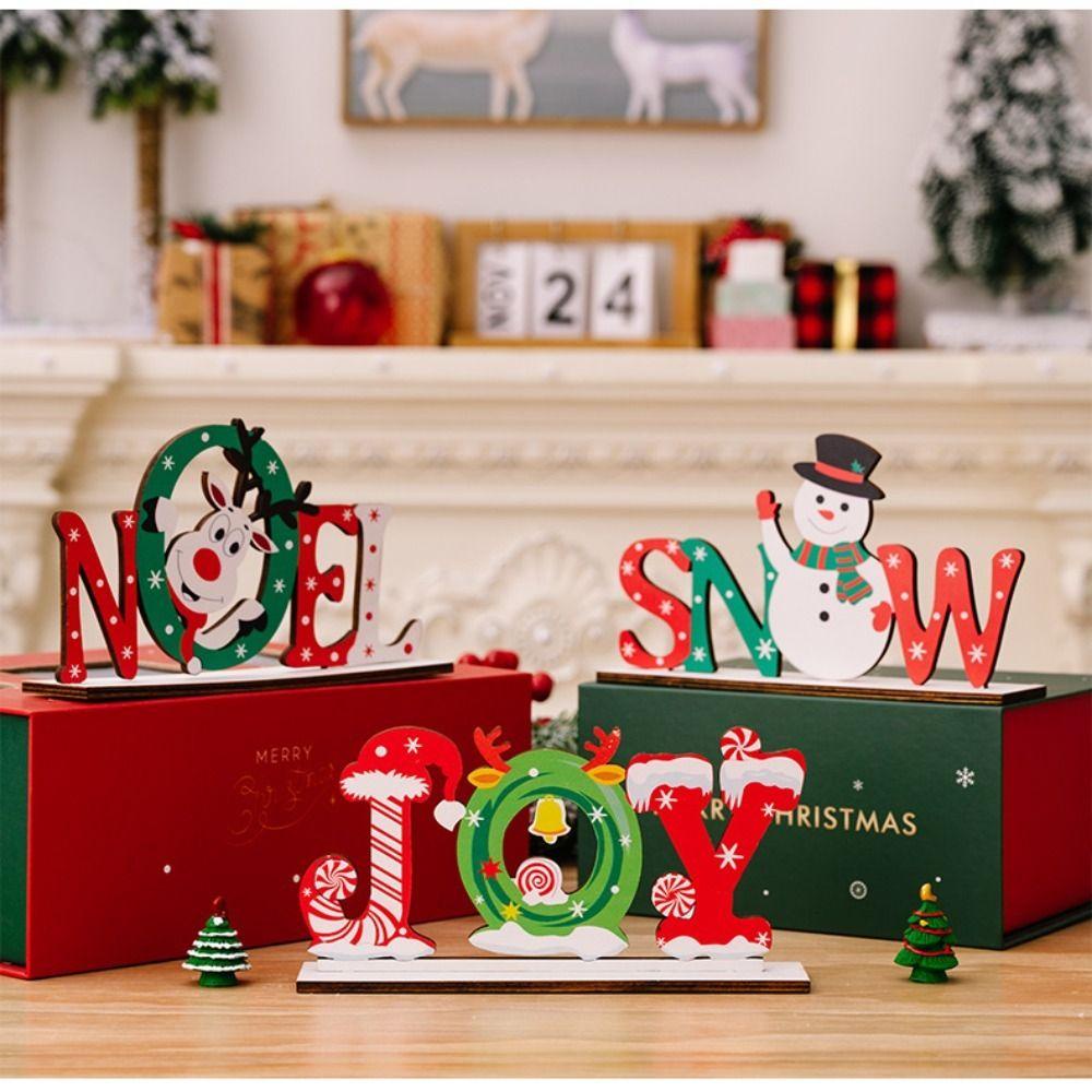 CONOPERY Phụ Kiện Trang Trí Giáng Sinh Bằng Gỗ In Chữ Merry Christmas Xinh Xắn