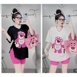 Đồ bộ nữ, đồ bộ mặc nhà bigsize thun cotton qbn sét lửng thêu gấu cổ tim