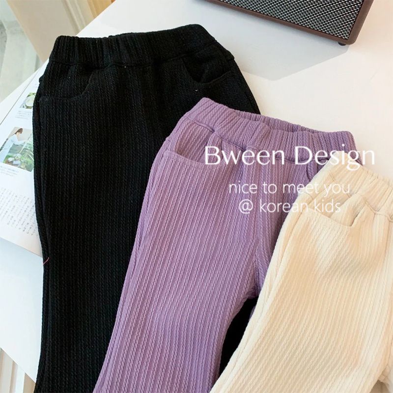 MNGRL Quần Nhung Ống Loe Màu Trơn Thời Trang Hàn Quốc Mùa Thu Cho Bé Gái