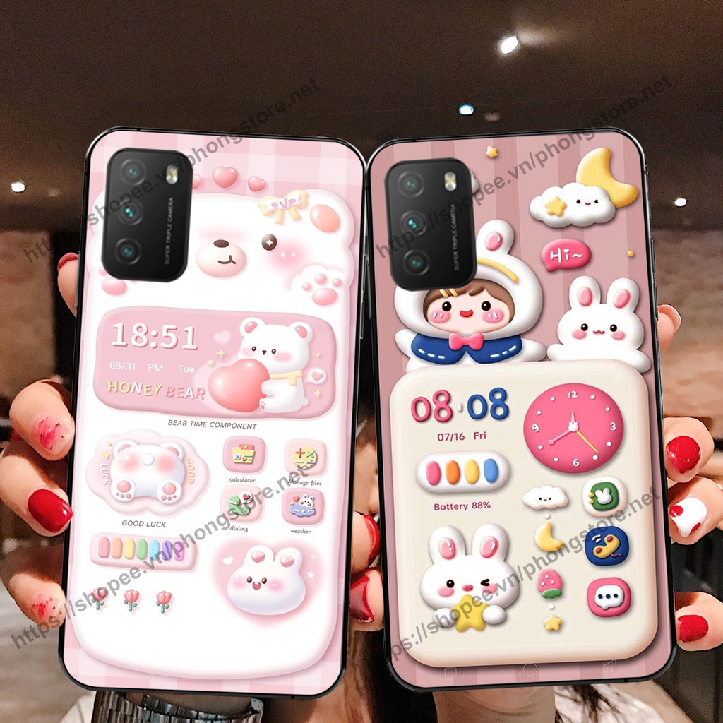 Ốp lưng Xiaomi Redmi 9T / Poco M3 / Poco X3 gấu trắng hoạt hình 3d cute, giá rẻ