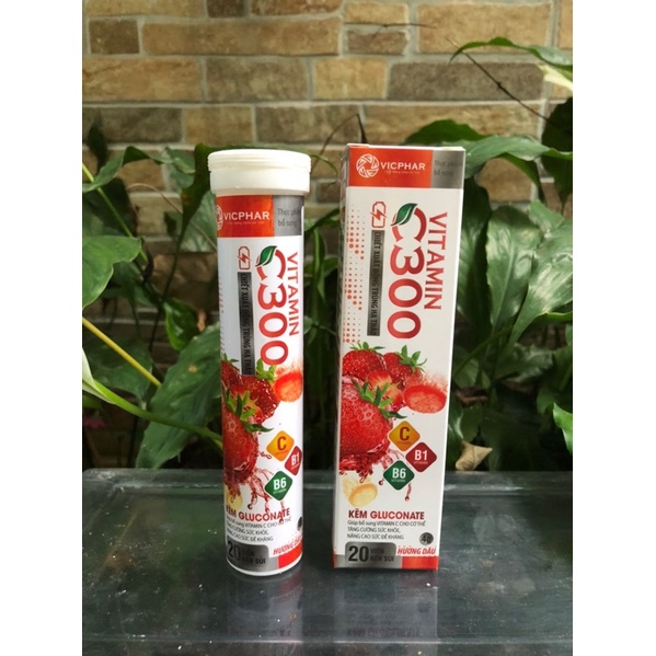 Viên sủi Vitamin C300 - chiết xuất đông trùng hạ thảo - tuýp 20 viên nén sủi