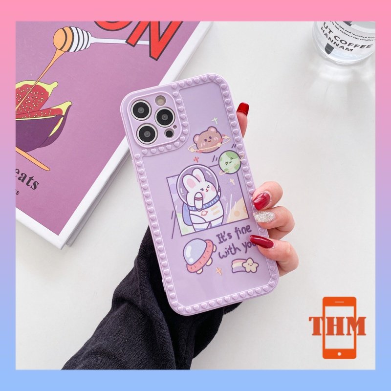 Ốp Điện Thoại Cạnh Vuông In Hình Thỏ Không Gian Cho iphone 6/6plus/6s/6splus/7/7plus/8/8plus/x/xr/xs/11/12/13/pro/max/plus/promax-992