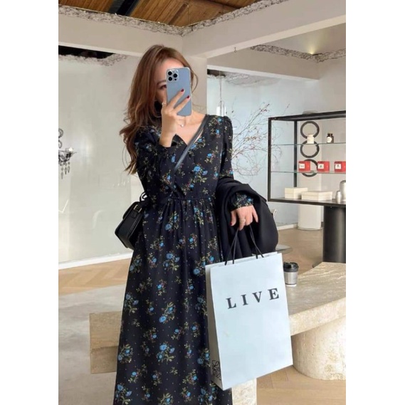 Đầm Vintage hoa nhí Hàn Quốc