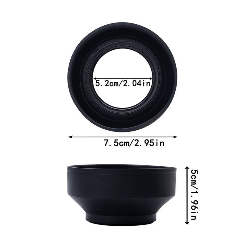 Loa Che Nắng 3 Ống Kính Máy Ảnh 49 / 52 / 55 / 58 / 62 / 67 / 72 / 77mm Bằng Cao Su