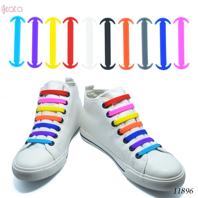 Dây giày lười nhựa silicone có sừng không cần buộc dây (Gói 14 dây) 11896