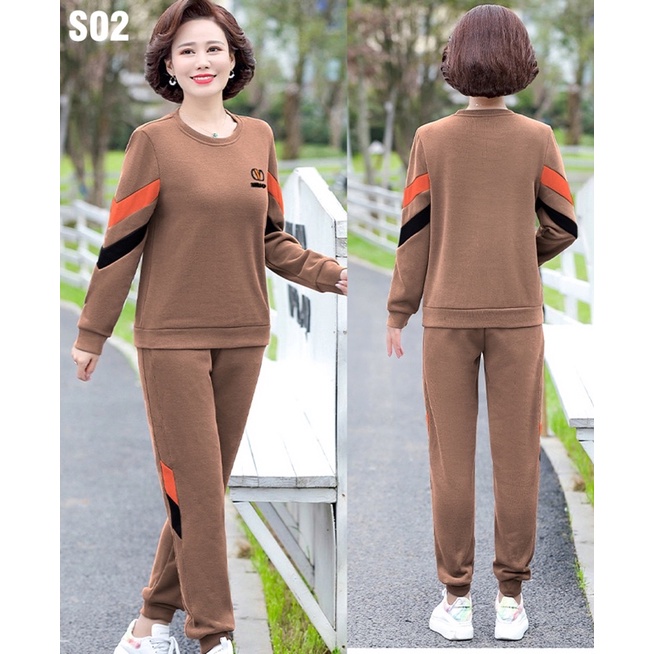 Đồ bộ trung niên thu đông - Quần áo thu đông mặc nhà cao cấp cho mẹ