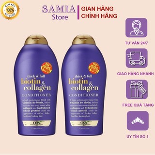 Dầu Gội Tím Mỹ Samia Biotin Collagen Thick & Full OGX Dưỡng Mọc Tóc Phục Hồi Mái Tóc Bóng Khỏe Chai 577ml