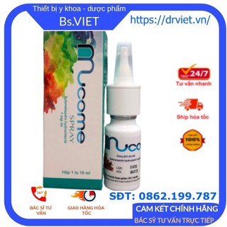 Dung dịch hỗ trợ giảm triệu chứng ngạt mũi Mucome Spray chai 10ml- Giảm chứng nghẹt mũi, cảm lạnh, cho mọi đối tượng