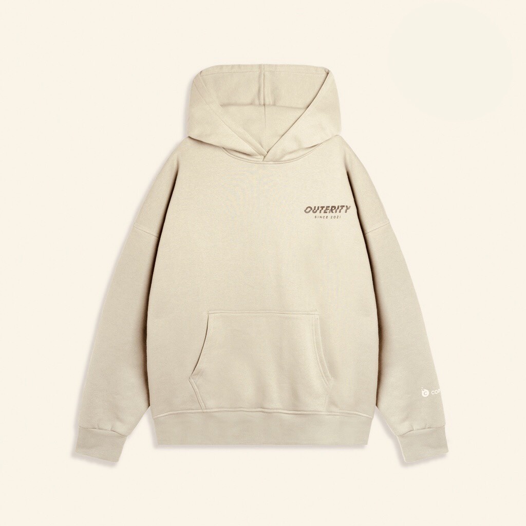 Áo Hoodie Outerity Mini Signature Màu Be Kem Nỉ Bông Cao Cấp , Áo Khoác Hoode Phù Hợp Nam Nữ