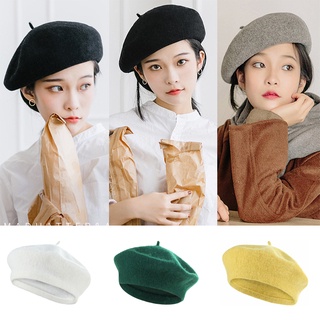 Mũ beret Len Màu Sắc retro Phong Cách Nhật Bản Cho Nữ