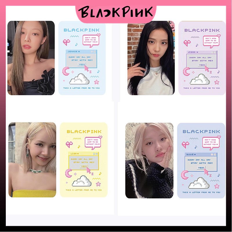 【BLACKPINK】4 cái / Thẻ ảnh BORN PINK shut down LOMO card Thẻ Flash Thẻ hành lý Thẻ Jennie LISA JISOO ROSE