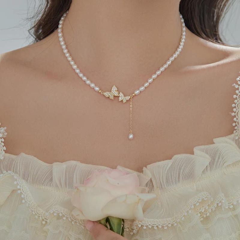 Vòng cổ Ngọc Trai Hình Bướm Thời Trang Thanh Lịch Cho Nữ