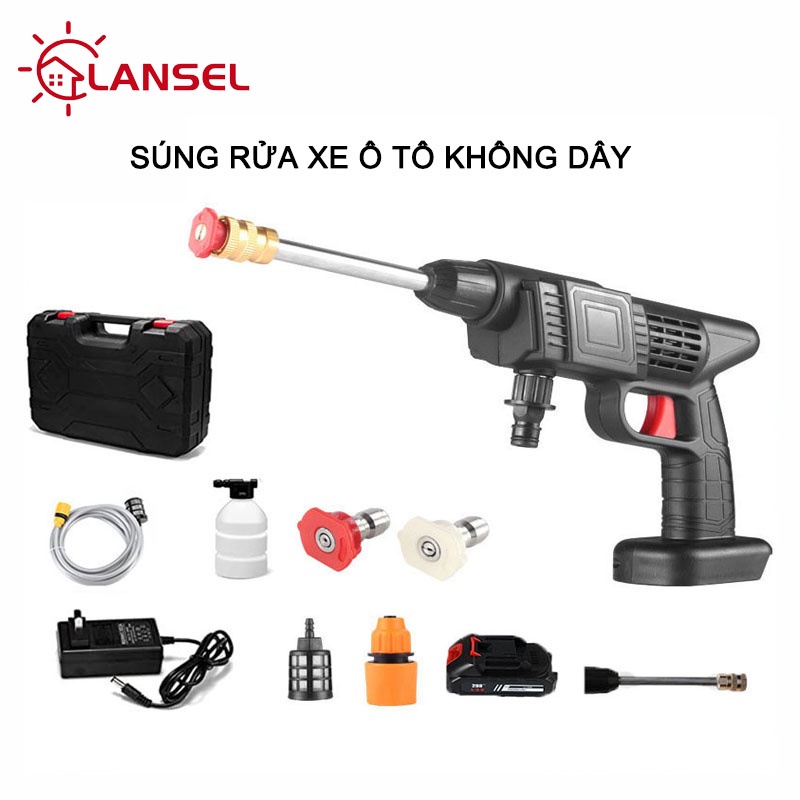 Súng Rửa Xe Áp Lực Cao Chạy Pin 24v Hàng Cao Cấp súng rửa xe áp lực cao / Máy xịt rửa tăng áp/Máy Rửa Xe -Tay Rửa Xe Áp Lực Cao Không Dây Dùng Pin
