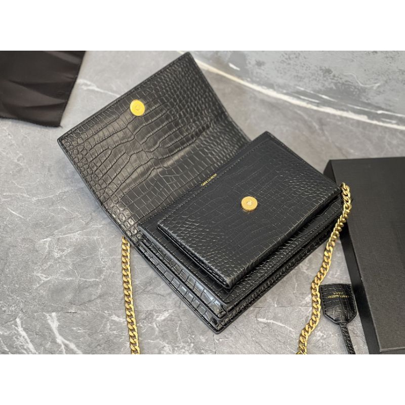 Túi đeo chéo nữ Suset vân cá sấu phom dàu dặn sz22x16 lót trong 2 ngăn fullbox