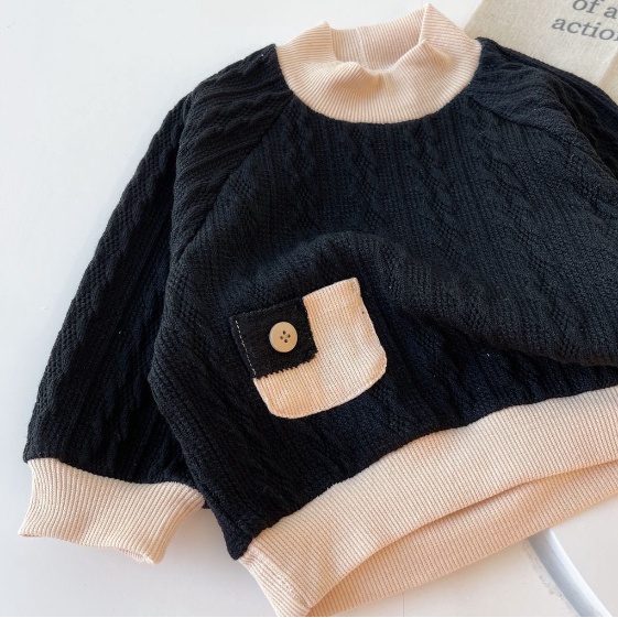 Áo len dài tay cao cổ phong cách Hàn Quốc ALG-BE KOREA cho bé trai bé gái size 7-25kg