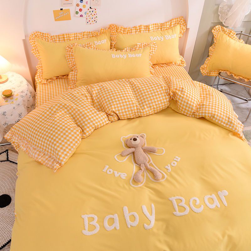 Set 3/ 4 món chăn ga áo gối phong cách công chúa Hàn Quốc cho phòng bé gái