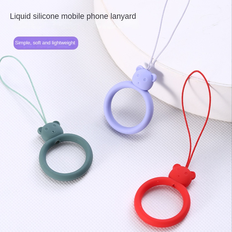 Dây Đeo Điện Thoại Có Vòng Xỏ Ngón Tay Chống Mất Trộm Chất Liệu Silicone Thiết Kế Nhiều Màu Sắc Đáng Yêu Tiện Lợi