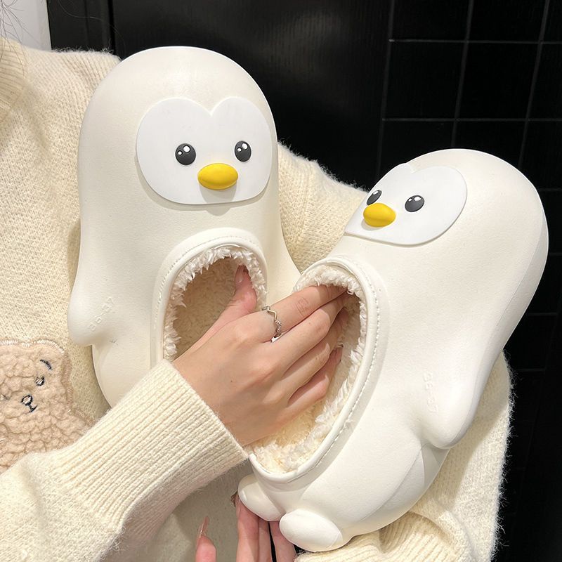 Dép Bông EVA Đi Trong Nhà Hình Chim Cánh Cụt Đáng Yêu Chống Trơn Trượt Giữ Ấm Thời Trang Mùa Đông