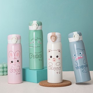 Bình nước giữ nhiệt 500ml nắp bật hình thú dễ thương 🥰