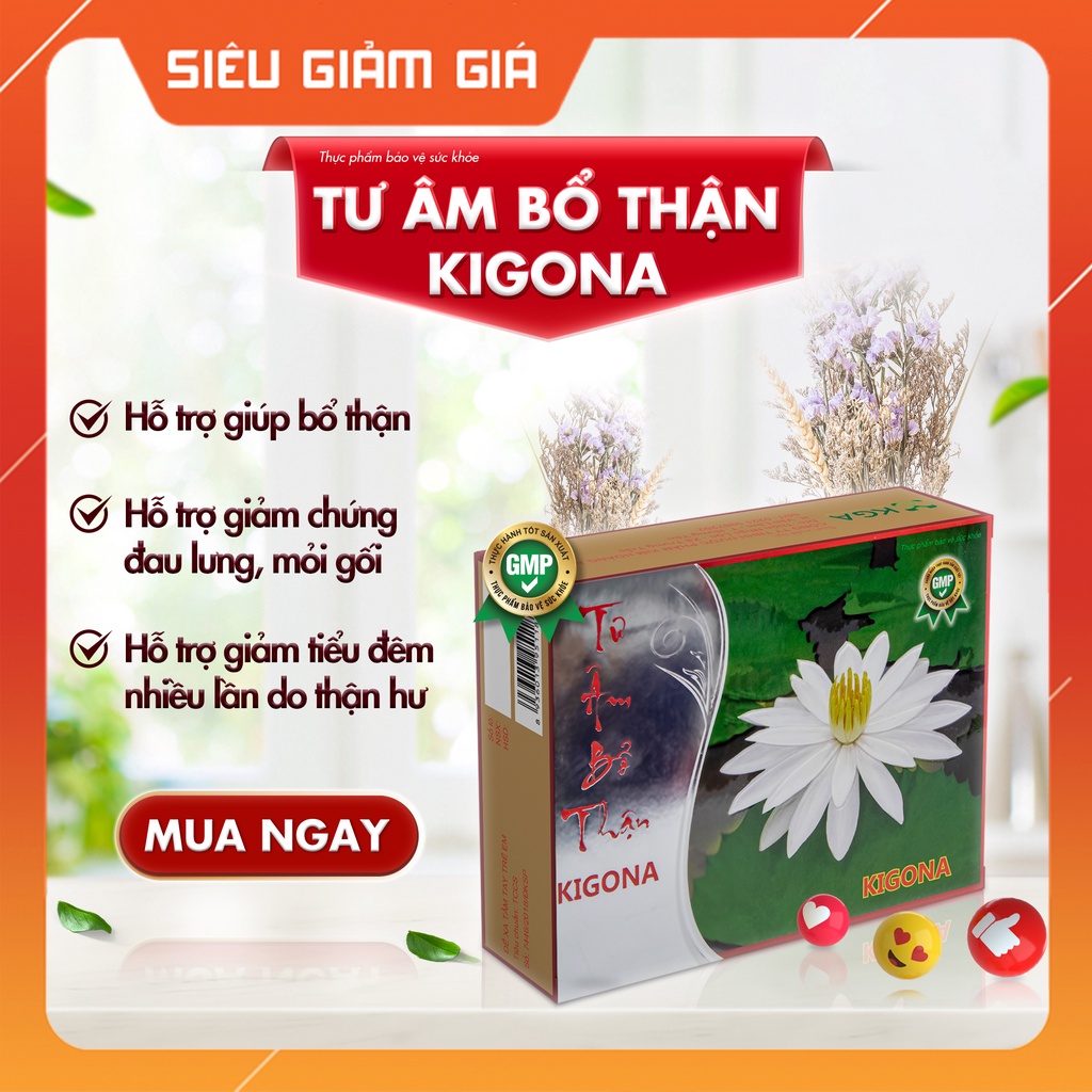 Bổ thận âm, giảm đau lưng mỏi gối, tiểu đêm nhiều lần Tư Âm Bổ Thận Kigona Hộp 50 viên