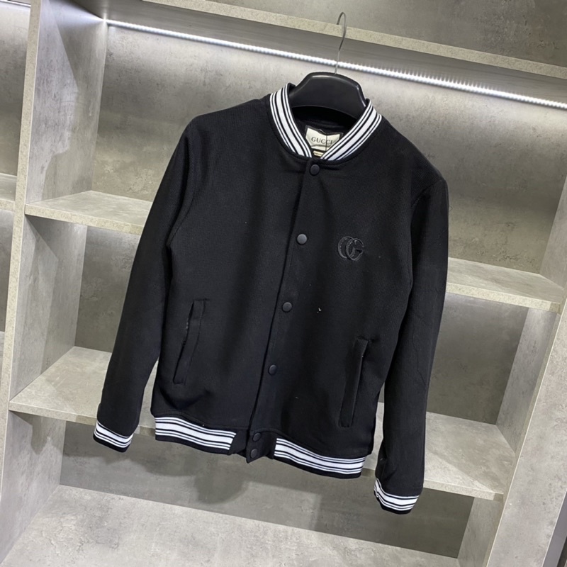 Áo khoác bomber gucci chữ thêu chất tổ ong, áo khoác nam hai lớp vật liệu mới 2305