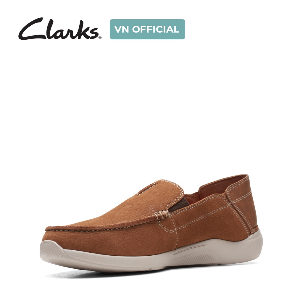 Giày Lười Da Nubuck Nam Clarks Gorwin Step màu nâu