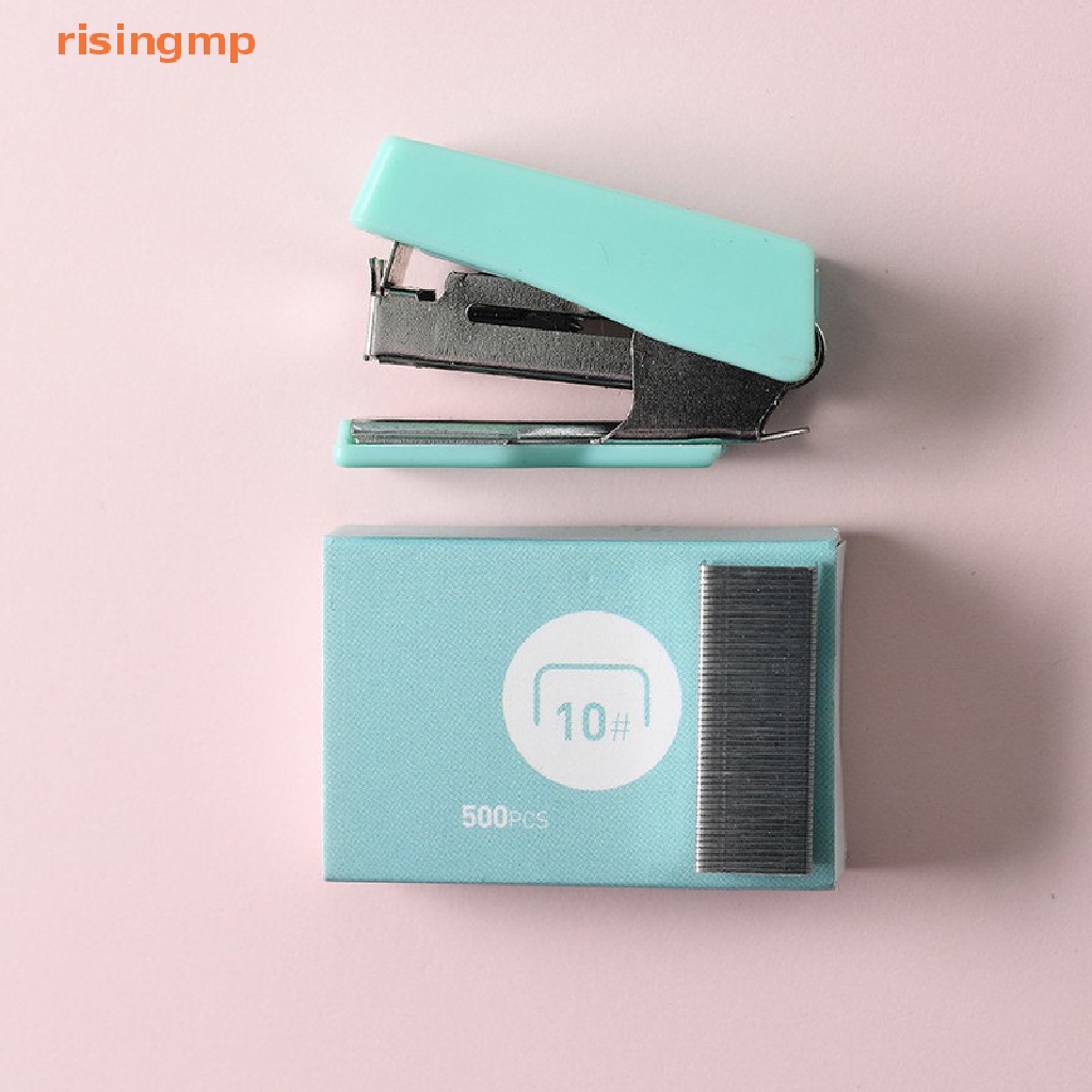 Kìm Dập Ghim Mini Bằng Kim Loại Màu Sắc Macaron Kèm 500 Ghim Bấm 6-10