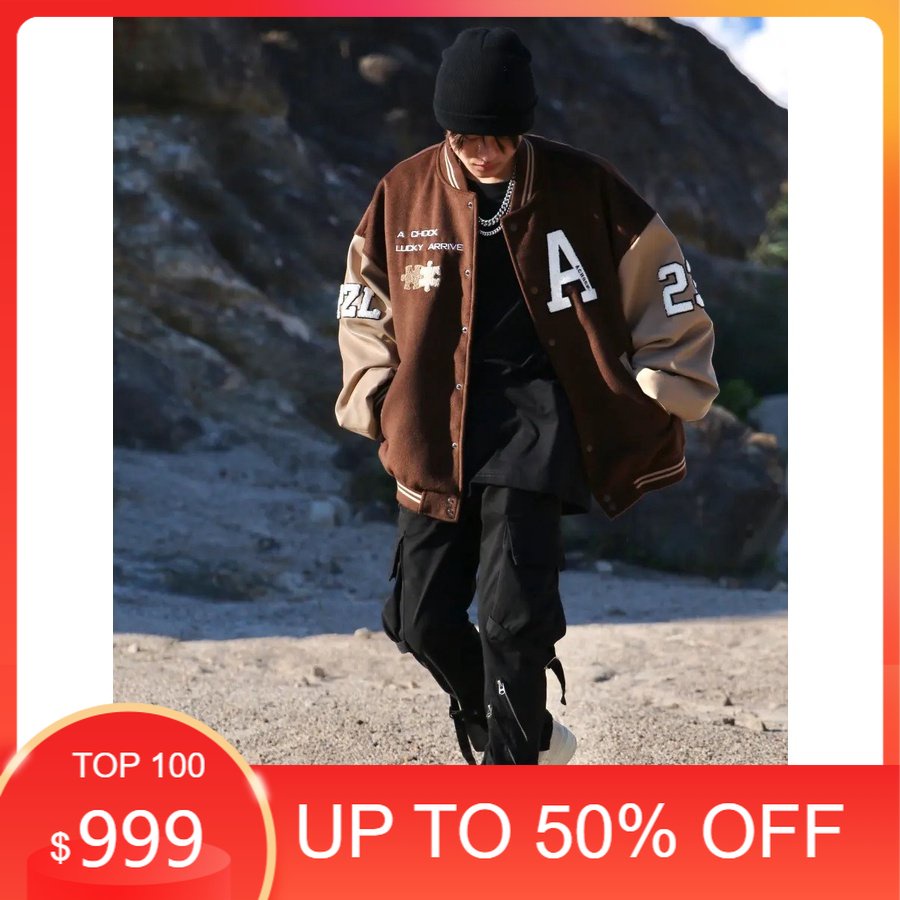 Áo khoác bomber jacket nam nữ phối Nâu tay da Boin shop thêu Lucky 2 lớp, chất nỉ bông siêu đẹp _ hình thật có clip