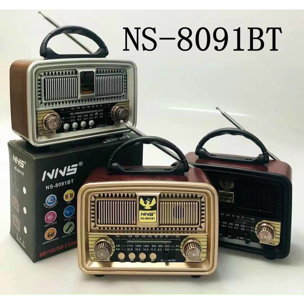 Đài radio NNS-8091BT bluetooth FM-AM/FM/SW hình thức Sang Trọng cổ điển-HÀNG CHÍNH HÃNG