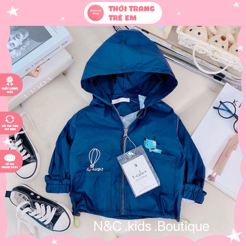 Áo Khoát Gió Cao Cấp, Khoát 2 Lớp Cho Bé Trai, Hàng Quảng Châu Siêu Xịn, Size Từ 10-22kg