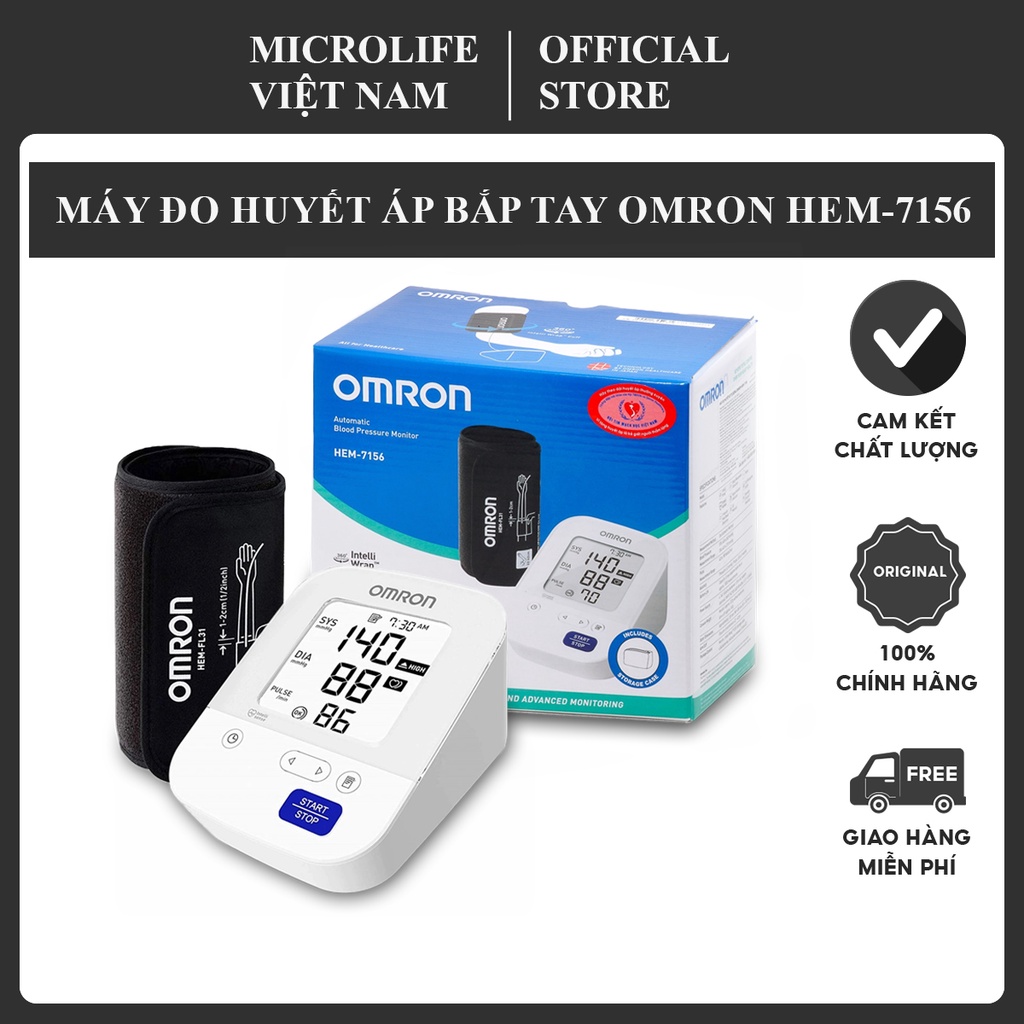 Máy Đo Huyết Áp Bắp Tay Omron HEM 7156 | Công Nghệ Phát Hiện Nhịp Tim Bất Thường - Bảo Hành 5 Năm