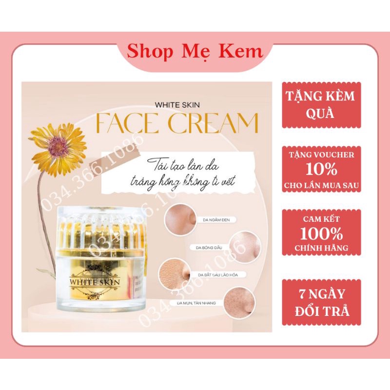 Kem Face dưỡng trắng da , mờ thâm sạm nám , ngăn ngừa lão hoá. Chất kem mỏng mịn, ko bết rít, nâng tông da