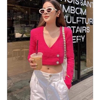 Blazer lửng dạ tweed hồng Zara auth new full tag code 4661/410