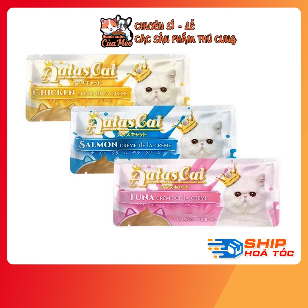 Súp Thưởng Aatas Cat CRÈME DE LA CREEME Cho Mèo - Gói 16 Gram - Nhiều Vị