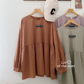 Dolltop trơn dài tay tag ngực