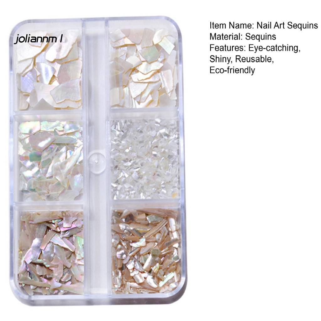 1 Hộp Vỏ Sò Kim Tuyến Trang Trí Móng Tay Tái Sử Dụng Được