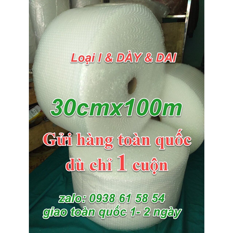 Cuộn Xốp Hơi Chống Sốc Khổ 30cm x 100m Bọc Gói Hàng