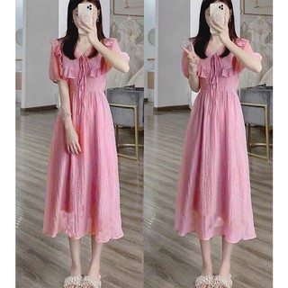 Đầm Váy tiểu thư Hàn Quốc Dự tiệc cưới , dạo phố dáng Midi